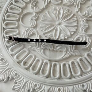 Black velvet rhinestone Studded Dog Collar with Sleek Design Xxs/xs NWOT